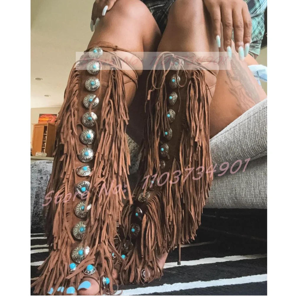 Tassels Open Toe Gems Knee Hig - Crossfit Lady recension och pris
