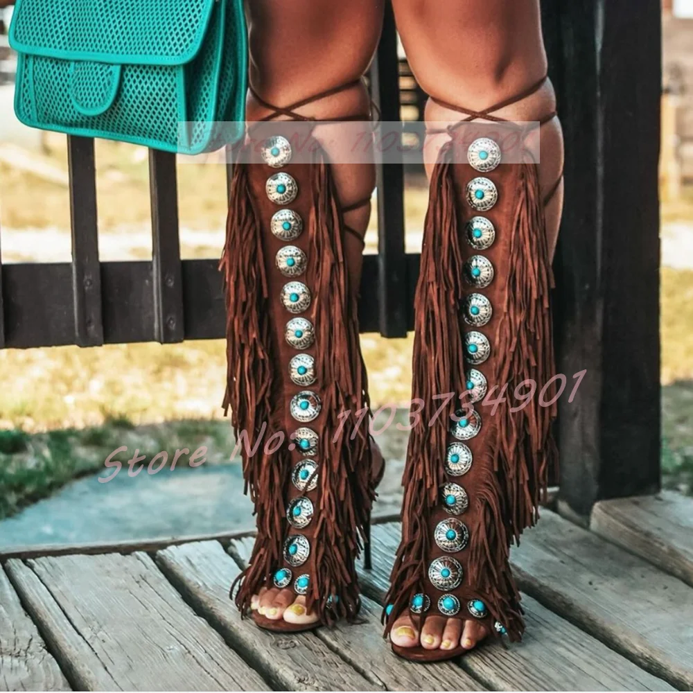 Tassels Open Toe Gems Knee Hig - Crossfit Lady recension och pris